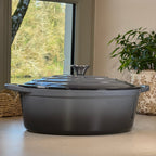 Cocotte ovale en fonte émaillée gris anthracite