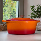 Cocotte ovale en fonte émaillée orange