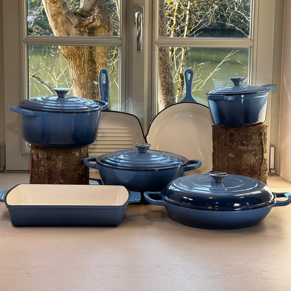 Ensemble 7 pièces en fonte émaillée bleu perle