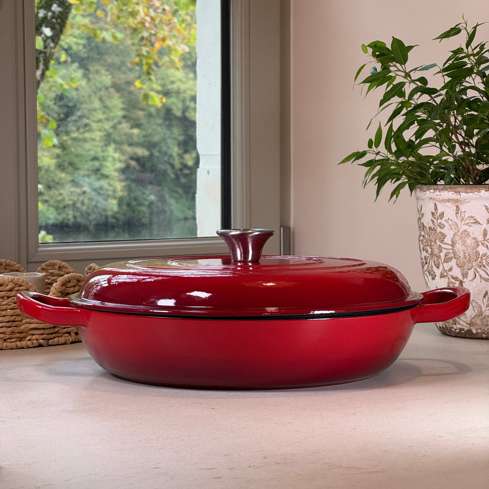Faitout en fonte émaillée rouge cerise